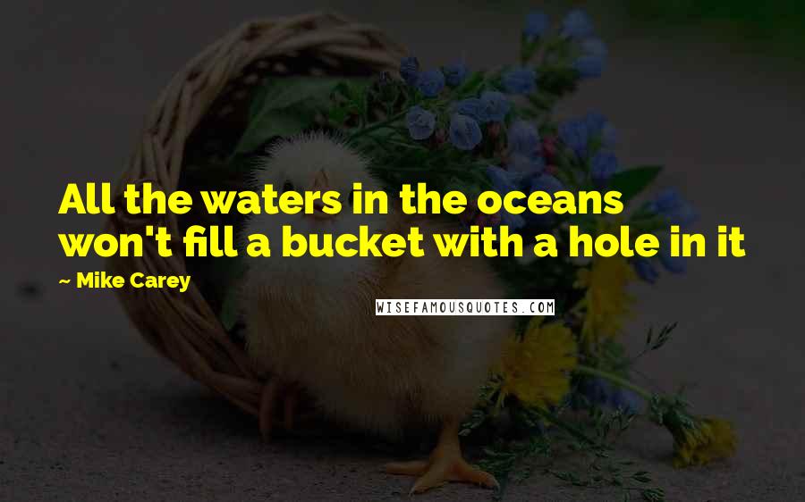 Mike Carey quotes: All the waters in the oceans won't fill a bucket with a hole in it