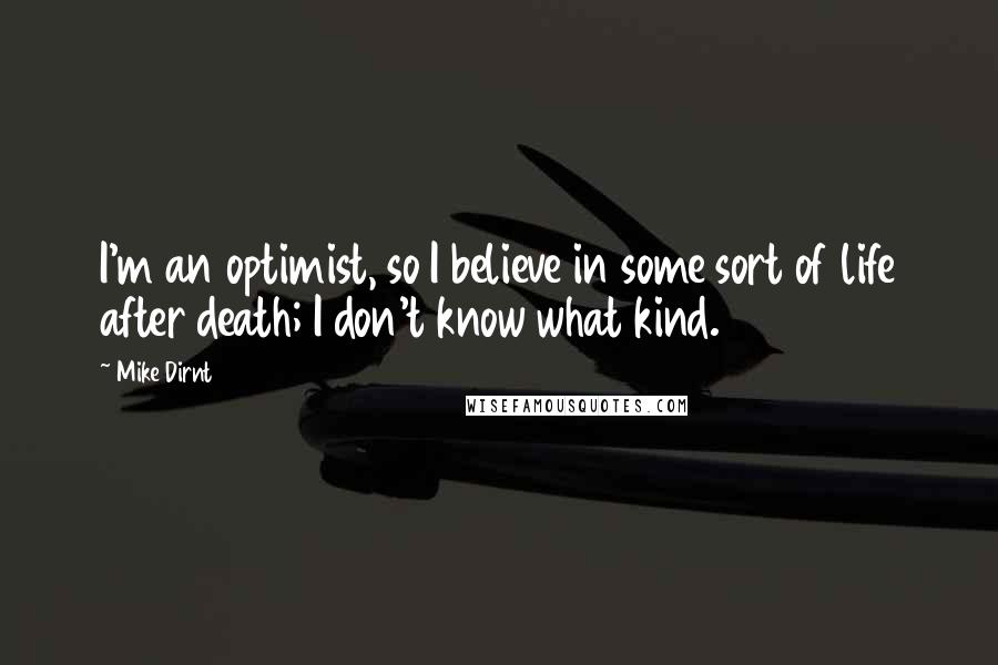 Mike Dirnt quotes: I'm an optimist, so I believe in some sort of life after death; I don't know what kind.