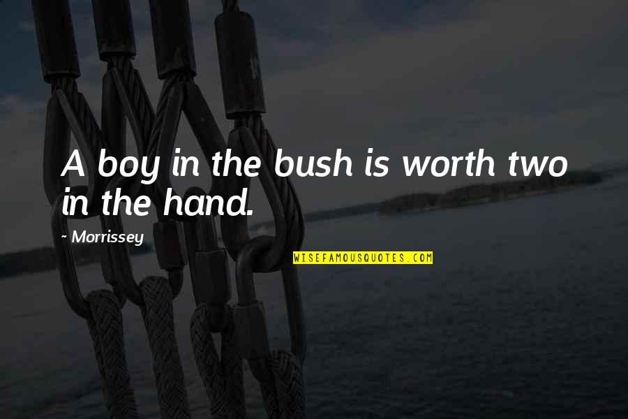 Mike Holmes Famous Quotes By Morrissey: A boy in the bush is worth two