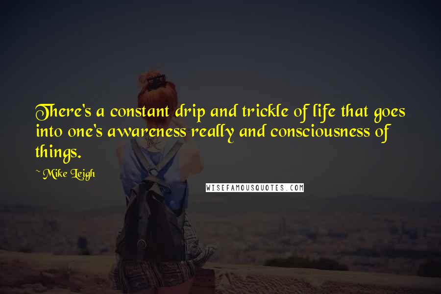 Mike Leigh quotes: There's a constant drip and trickle of life that goes into one's awareness really and consciousness of things.