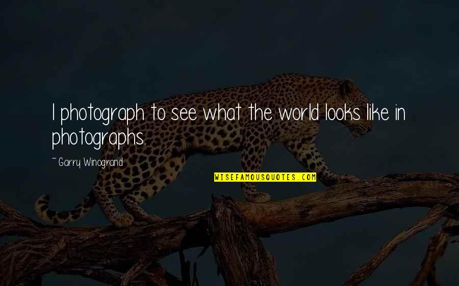Mike Tyson Boxing Quote Quotes By Garry Winogrand: I photograph to see what the world looks
