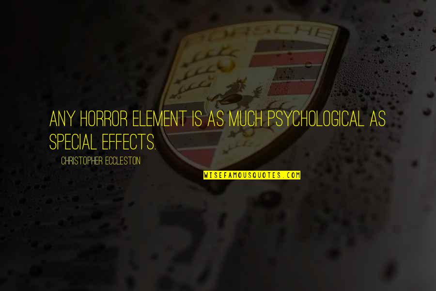 Mikiverna Quotes By Christopher Eccleston: Any horror element is as much psychological as Mikiverna Quotes By Christopher Eccleston: Any horror element is as much psychological as