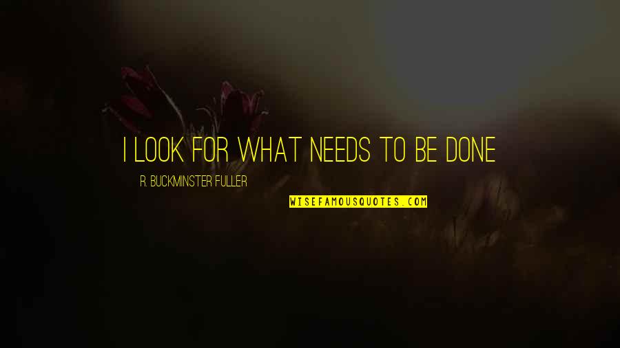 Mila Angelo Quotes By R. Buckminster Fuller: I look for what needs to be done Mila Angelo Quotes By R. Buckminster Fuller: I look for what needs to be done