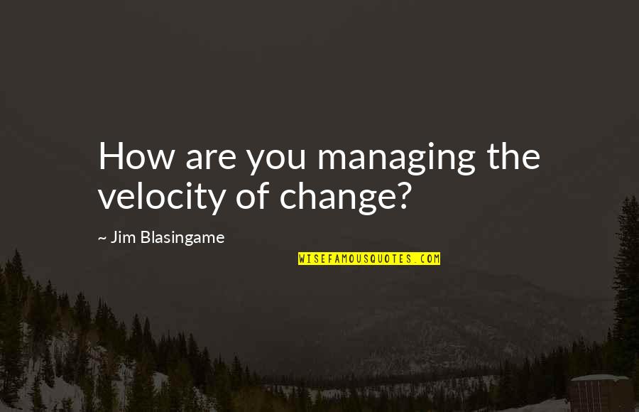 Miladawn Quotes By Jim Blasingame: How are you managing the velocity of change?
