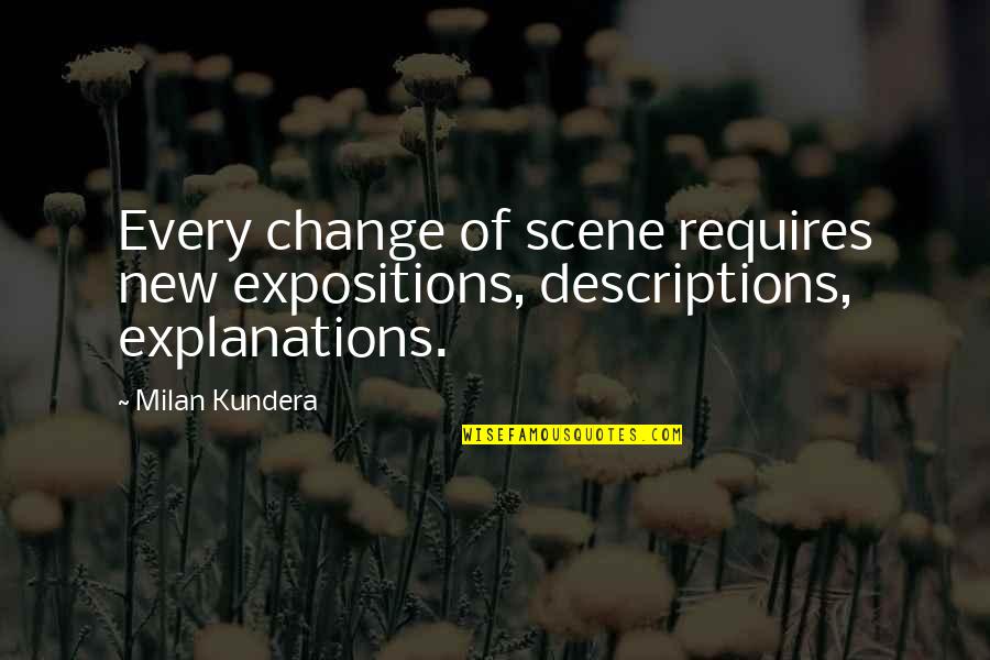 Milan Kundera Quotes By Milan Kundera: Every change of scene requires new expositions, descriptions,