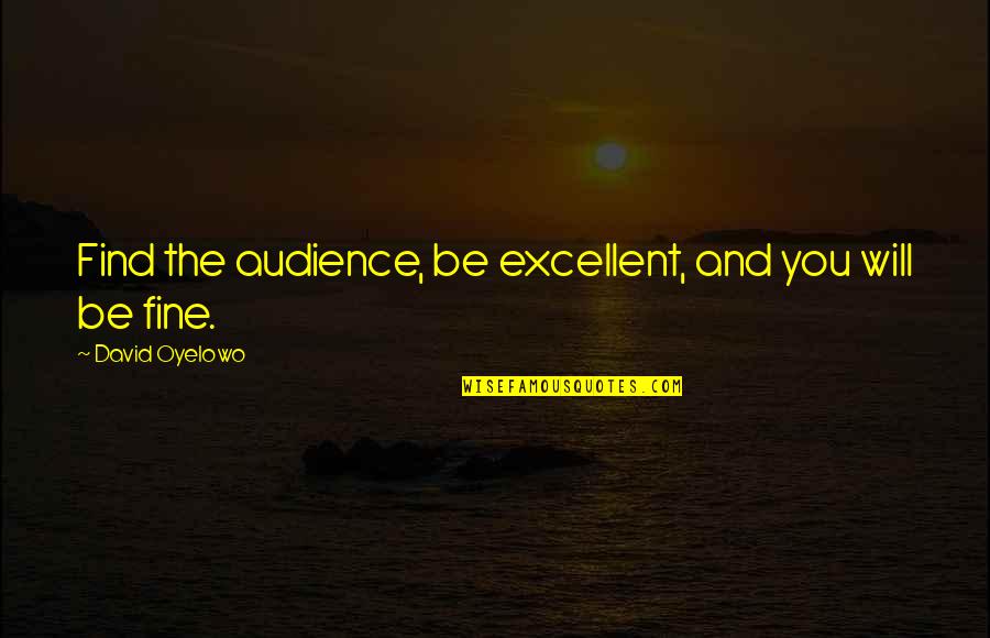 Mildred Overdose Fahrenheit 451 Quotes By David Oyelowo: Find the audience, be excellent, and you will