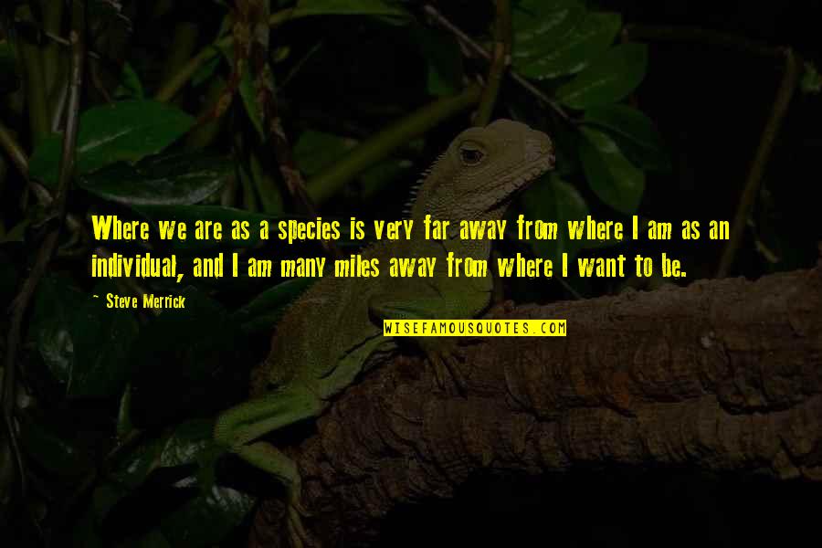 Miles Away From You Quotes By Steve Merrick: Where we are as a species is very