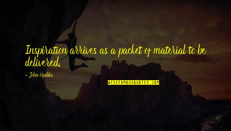 Miley Stewart Funny Quotes By John Updike: Inspiration arrives as a packet of material to