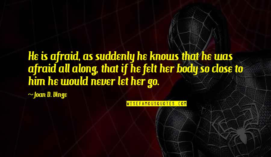 Miley Wrecking Ball Quotes By Joan D. Vinge: He is afraid, as suddenly he knows that