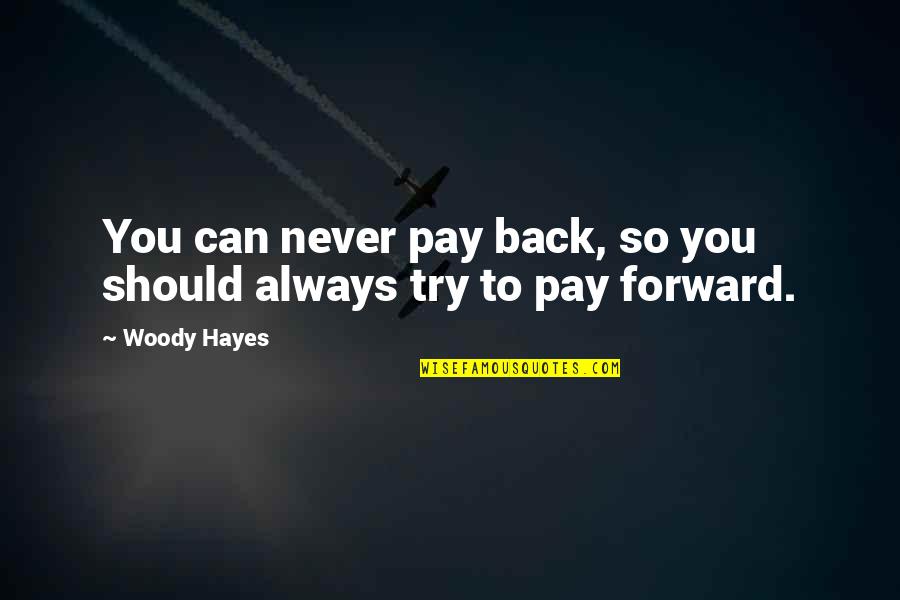 Miliarde Sezonul Quotes By Woody Hayes: You can never pay back, so you should