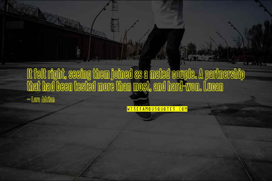 Militaries Of Star Quotes By Lara Adrian: It felt right, seeing them joined as a Militaries Of Star Quotes By Lara Adrian: It felt right, seeing them joined as a
