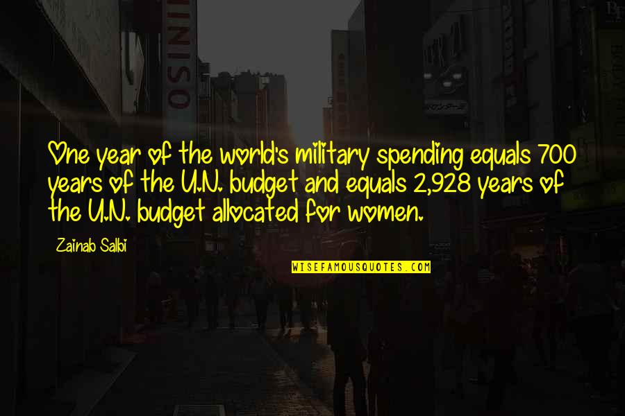 Military Budget Quotes By Zainab Salbi: One year of the world's military spending equals Military Budget Quotes By Zainab Salbi: One year of the world's military spending equals