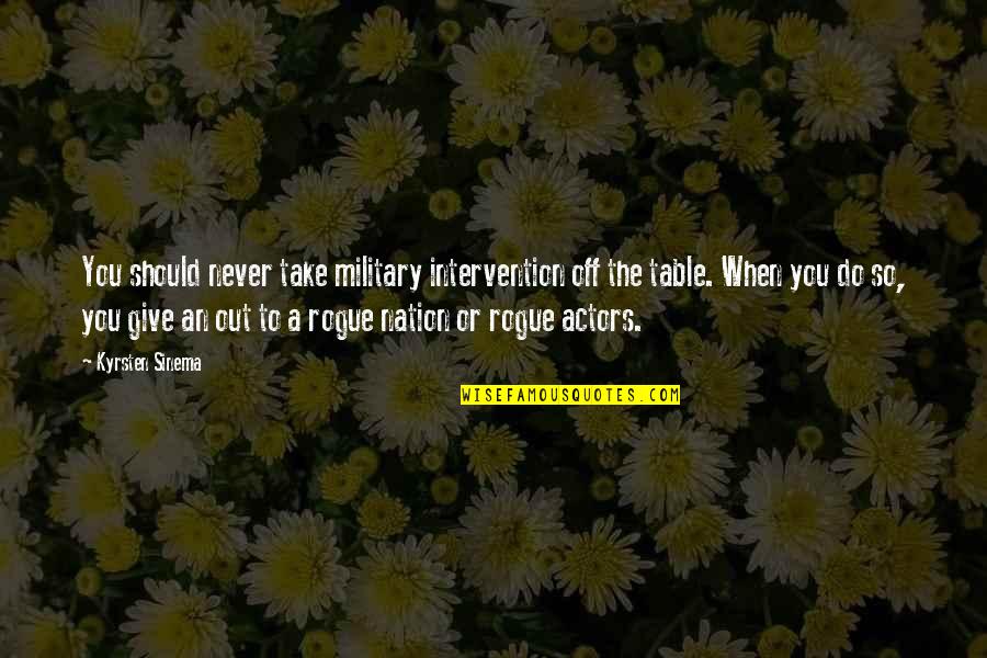 Military Never Give Up Quotes By Kyrsten Sinema: You should never take military intervention off the Military Never Give Up Quotes By Kyrsten Sinema: You should never take military intervention off the
