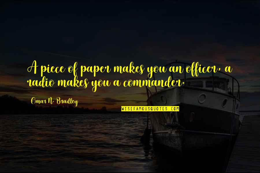 Military Officer Quotes By Omar N. Bradley: A piece of paper makes you an officer, Military Officer Quotes By Omar N. Bradley: A piece of paper makes you an officer,