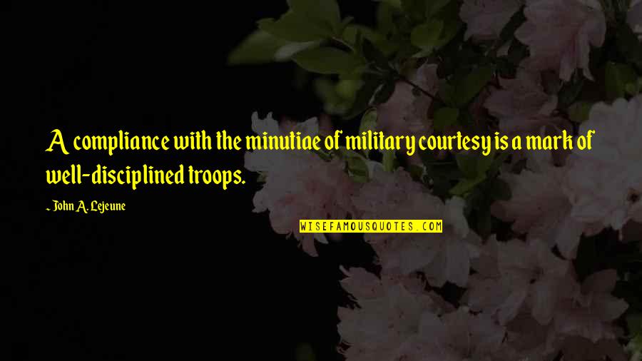 Military Troops Quotes By John A. Lejeune: A compliance with the minutiae of military courtesy