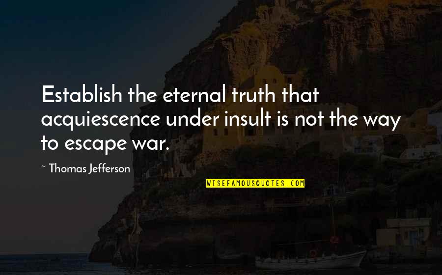 Military War Quotes By Thomas Jefferson: Establish the eternal truth that acquiescence under insult