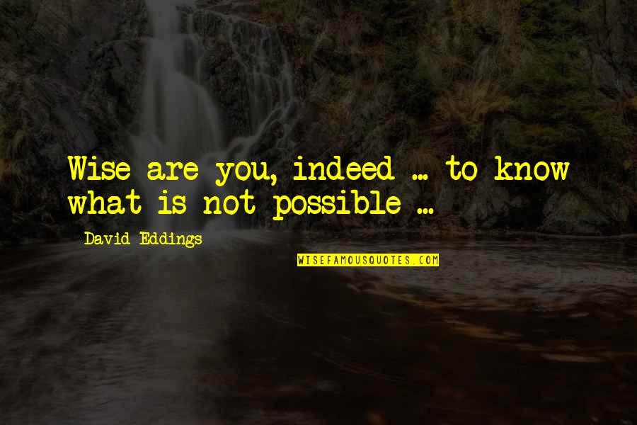 Milmore Hotel Quotes By David Eddings: Wise are you, indeed ... to know what