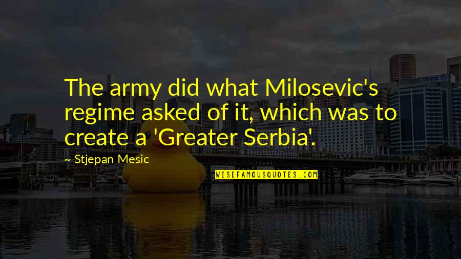 Milosevic Quotes By Stjepan Mesic: The army did what Milosevic's regime asked of