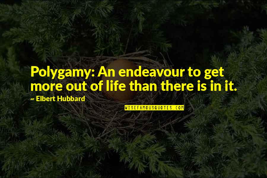 Miltech Quotes By Elbert Hubbard: Polygamy: An endeavour to get more out of Miltech Quotes By Elbert Hubbard: Polygamy: An endeavour to get more out of