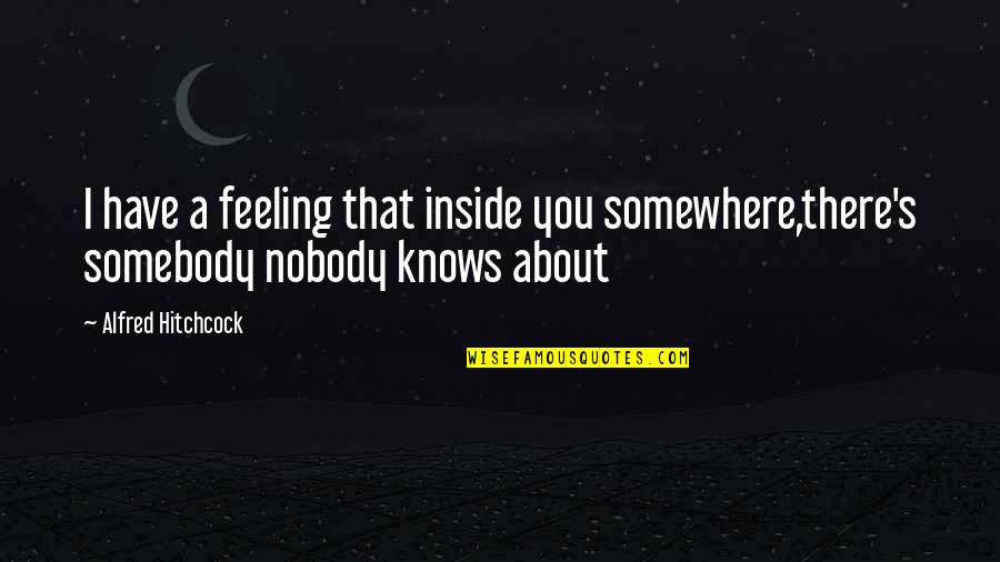 Milton Paradise Lost Book 9 Quotes By Alfred Hitchcock: I have a feeling that inside you somewhere,there's