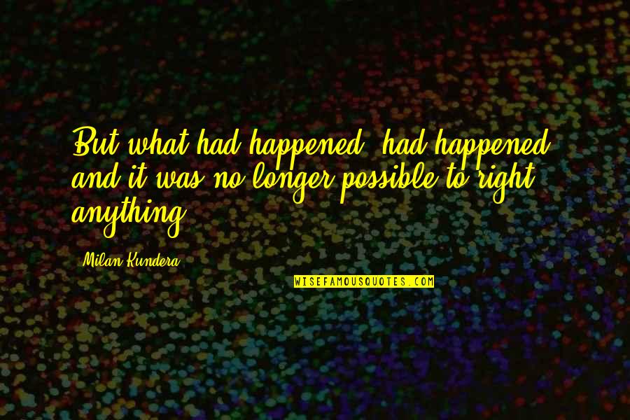 Miluji Quotes By Milan Kundera: But what had happened, had happened, and it Miluji Quotes By Milan Kundera: But what had happened, had happened, and it