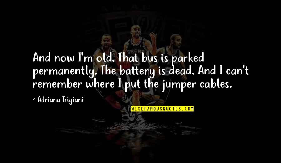 Mimoza Salata Quotes By Adriana Trigiani: And now I'm old. That bus is parked Mimoza Salata Quotes By Adriana Trigiani: And now I'm old. That bus is parked