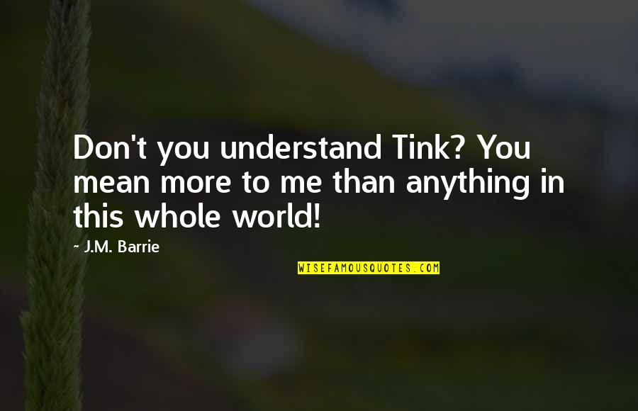 Mimpi Indah Quotes By J.M. Barrie: Don't you understand Tink? You mean more to