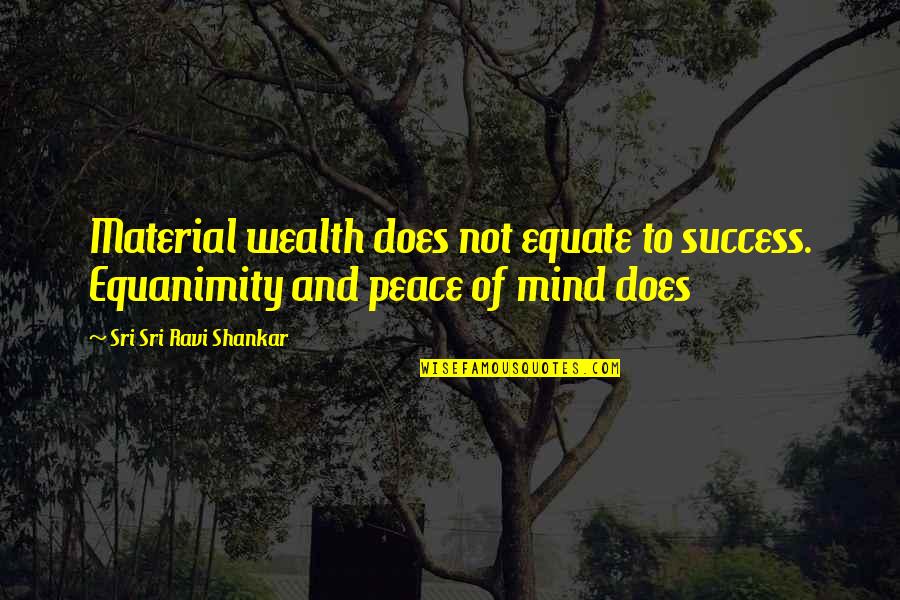 Mind And Wealth Quotes By Sri Sri Ravi Shankar: Material wealth does not equate to success. Equanimity