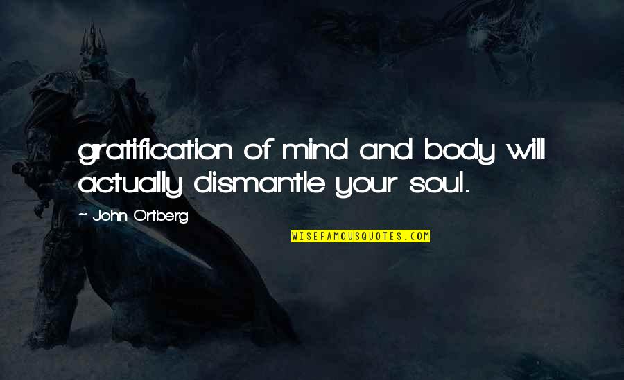 Mind Body And Soul Quotes By John Ortberg: gratification of mind and body will actually dismantle