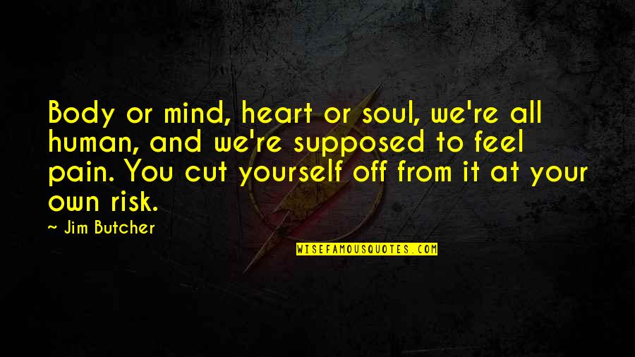 Mind Body Heart And Soul Quotes By Jim Butcher: Body or mind, heart or soul, we're all