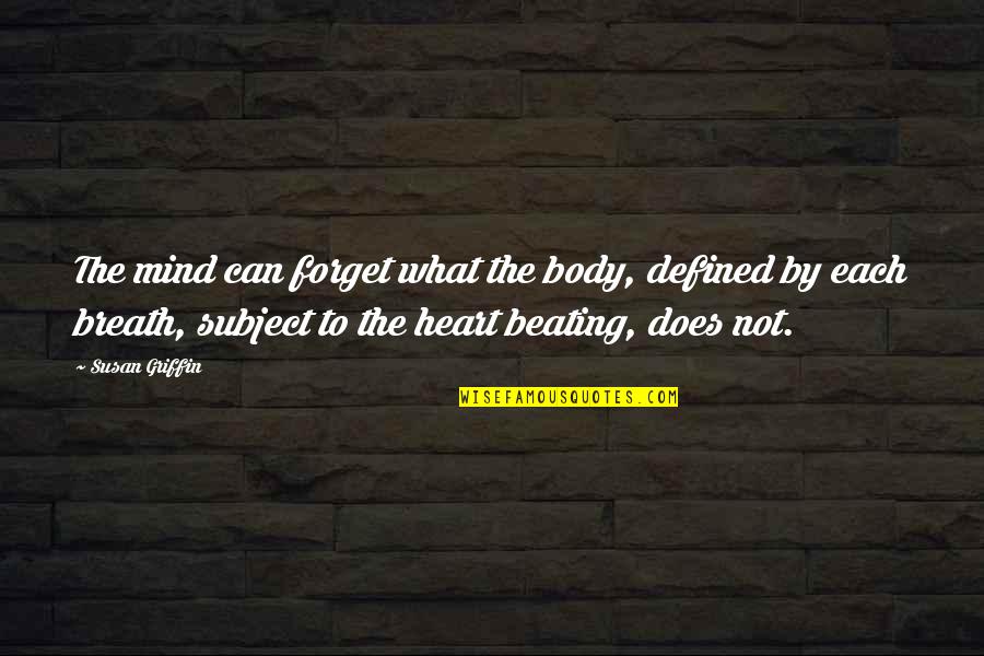 Mind Body Heart Quotes By Susan Griffin: The mind can forget what the body, defined