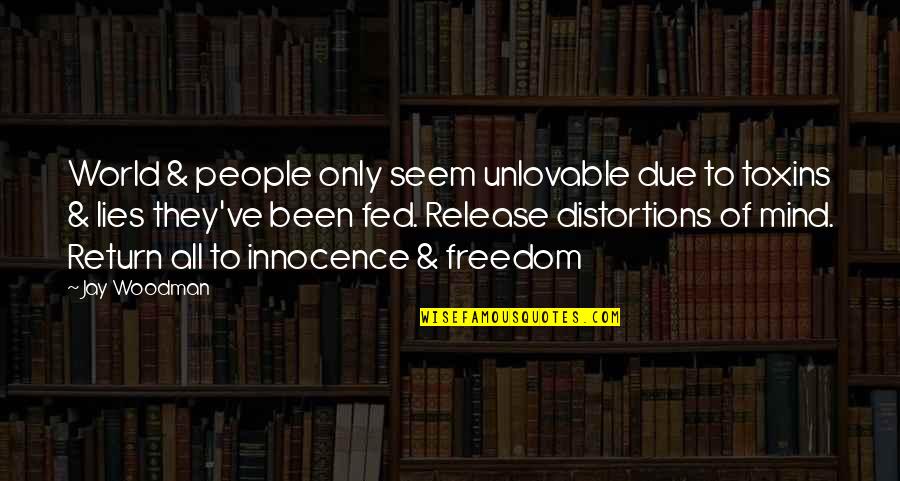 Mind Freedom Quotes By Jay Woodman: World & people only seem unlovable due to