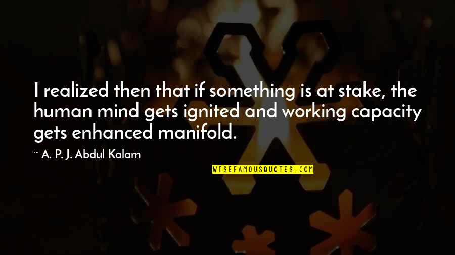 Mind Gets Quotes By A. P. J. Abdul Kalam: I realized then that if something is at