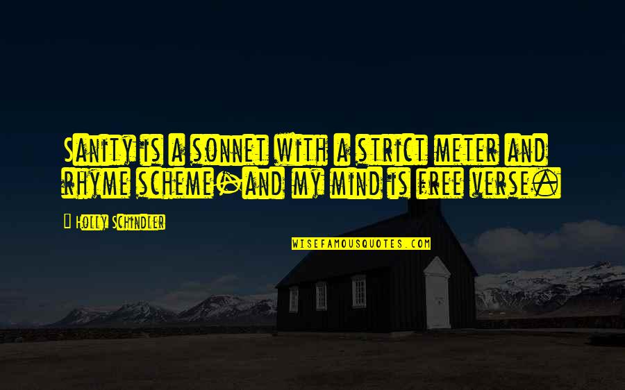 Mind Is Free Quotes By Holly Schindler: Sanity is a sonnet with a strict meter