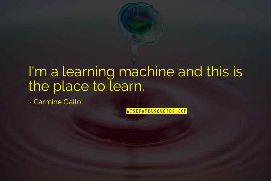 Mind Like A Sieve Quotes By Carmine Gallo: I'm a learning machine and this is the Mind Like A Sieve Quotes By Carmine Gallo: I'm a learning machine and this is the
