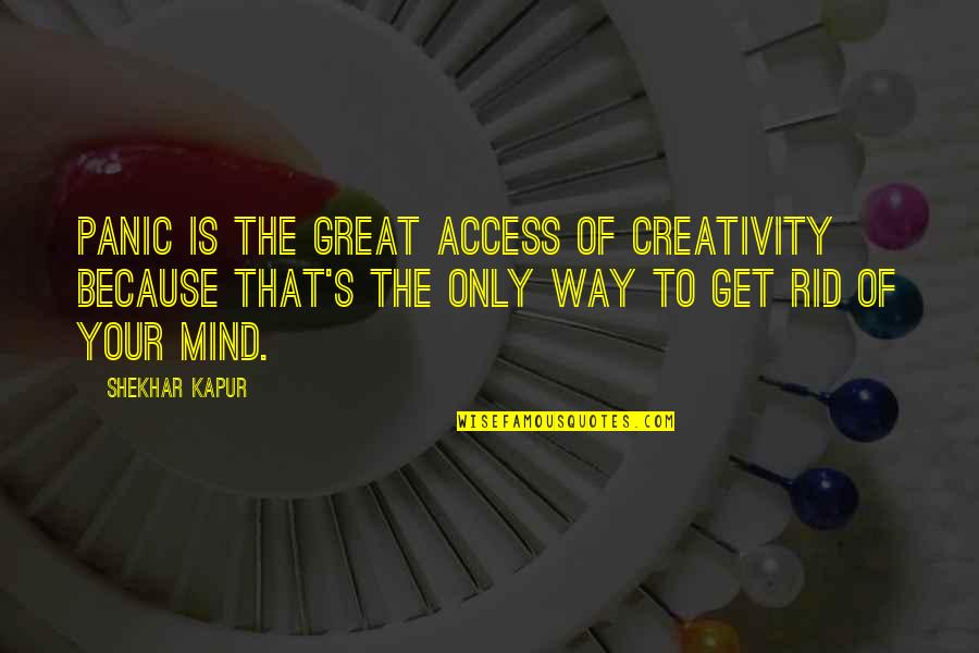 Mind Motivation Quotes By Shekhar Kapur: Panic is the great access of creativity because Mind Motivation Quotes By Shekhar Kapur: Panic is the great access of creativity because