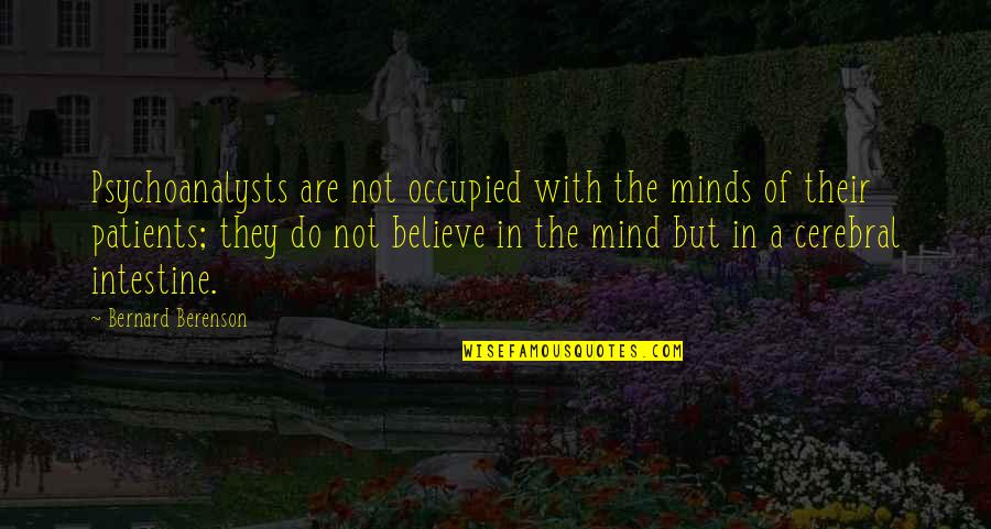 Mind Occupied Quotes By Bernard Berenson: Psychoanalysts are not occupied with the minds of