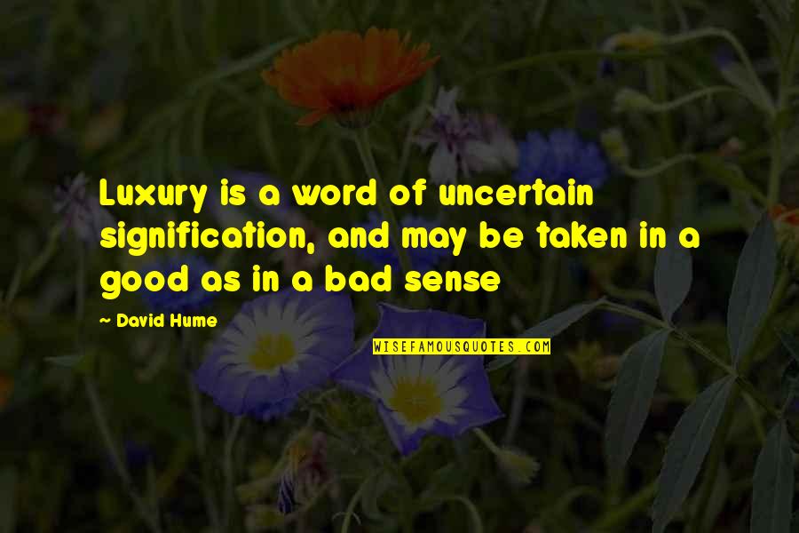Mind Over Matter Bible Quotes By David Hume: Luxury is a word of uncertain signification, and