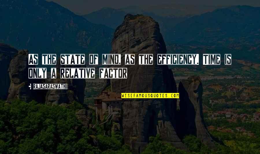 Mind Over Power Quotes By Rajasaraswathii: As the state of mind, as the efficiency.