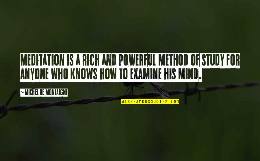 Mind Powerful Quotes By Michel De Montaigne: Meditation is a rich and powerful method of