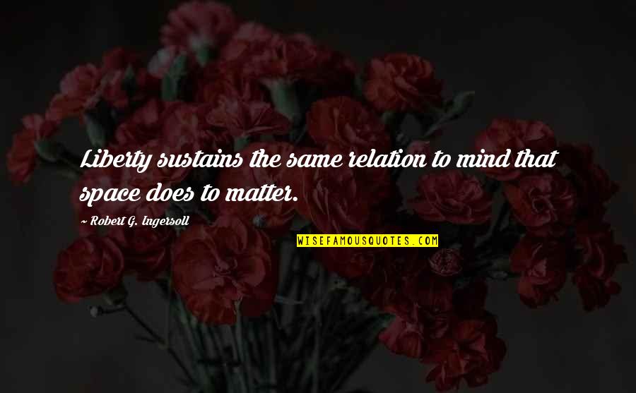Mind Space Quotes By Robert G. Ingersoll: Liberty sustains the same relation to mind that Mind Space Quotes By Robert G. Ingersoll: Liberty sustains the same relation to mind that