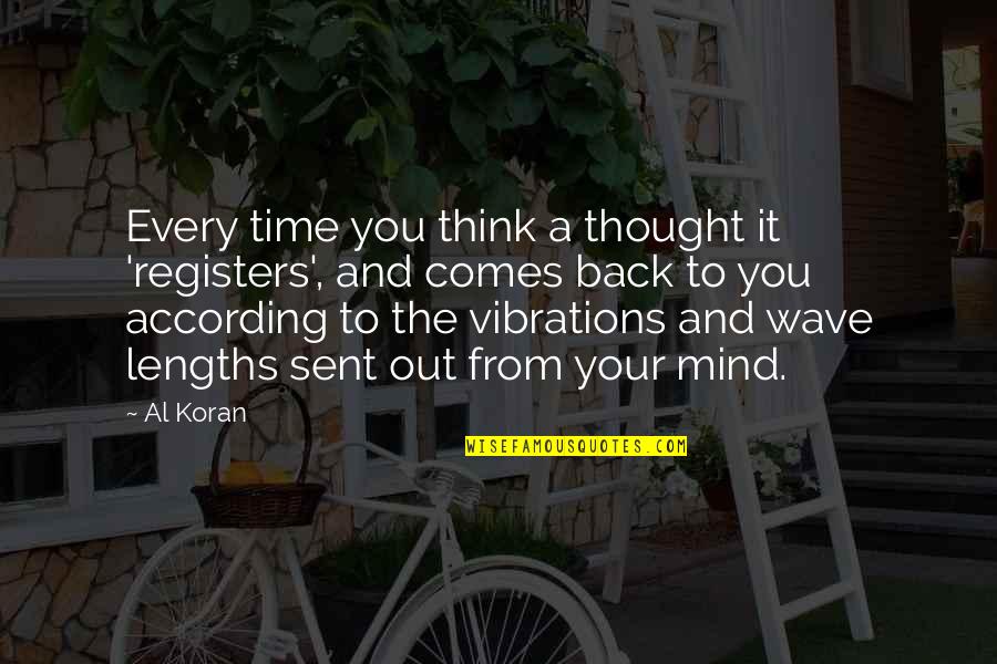 Mind The Time Quotes By Al Koran: Every time you think a thought it 'registers', Mind The Time Quotes By Al Koran: Every time you think a thought it 'registers',