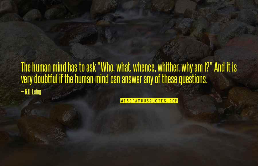 Mind These Quotes By R.D. Laing: The human mind has to ask "Who, what,