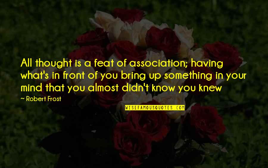 Mind Thought Quotes By Robert Frost: All thought is a feat of association; having