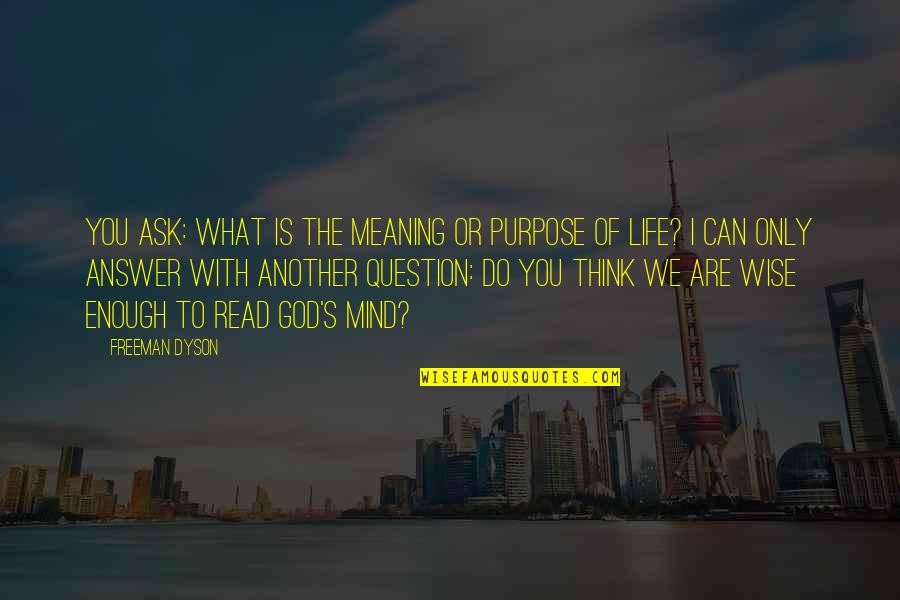 Mind What You Think Quotes By Freeman Dyson: You ask: what is the meaning or purpose