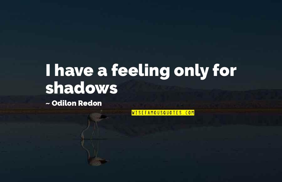 Mindee Arnett Quotes By Odilon Redon: I have a feeling only for shadows Mindee Arnett Quotes By Odilon Redon: I have a feeling only for shadows