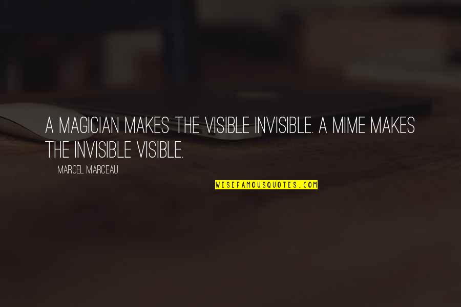Mindenkinek J R Quotes By Marcel Marceau: A magician makes the visible invisible. A mime