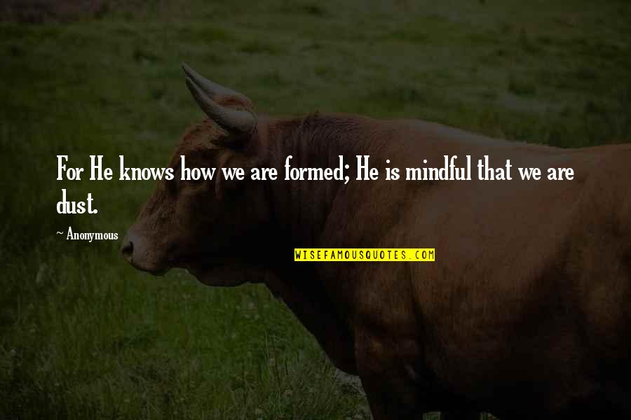 Mindful Quotes By Anonymous: For He knows how we are formed; He