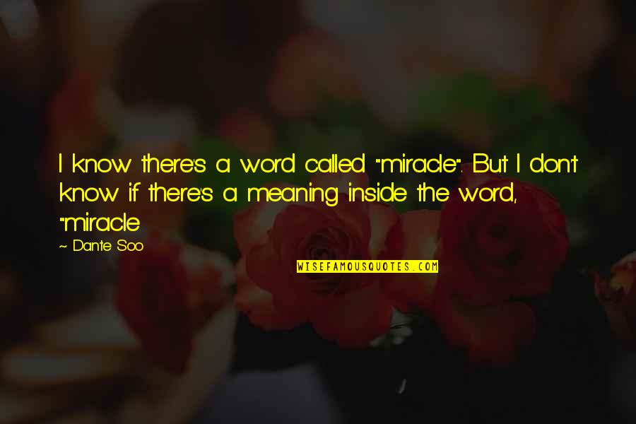 Mindfulness And Weight Quotes By Dante Soo: I know there's a word called "miracle". But