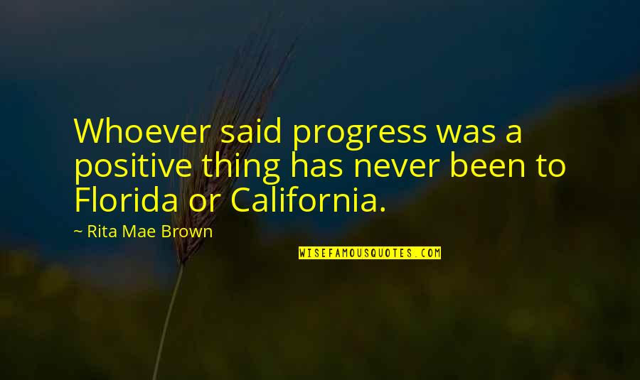 Minding Your Own Life Quotes By Rita Mae Brown: Whoever said progress was a positive thing has